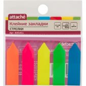 Клейкие закладки Attache пластиковые 5 цветов по 20 листов 12х44 мм