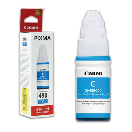 Чернила CANON (GI-490С) для СНПЧ Pixma G1400\G2400\G3400, голубые, ресурс 7000 стр., оригинальные, 0664C001 Чернила CANON (GI-490С) для СНПЧ Pixma G1400\G2400\G3400, голубые, ресурс 7000 стр., оригинальные, 0664C001