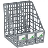 Лоток для бумаг вертикальный СТАММ, сборный, 2 отделения, серый
