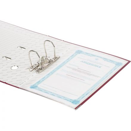 Папка-регистратор 75мм Attache А4, бордо, тиснение кожа, метал угол