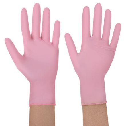 Перчатки нитриловые смотровые SFM Supersoft PINK, Германия, 100 пар (200 штук), размер 6-7, S (малый), розовые Перчатки нитриловые смотровые SFM Supersoft PINK, Германия, 100 пар (200 штук), размер 6-7, S (малый), розовые