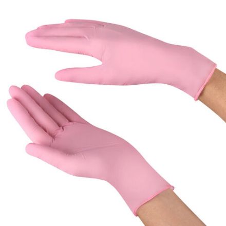 Перчатки нитриловые смотровые SFM Supersoft PINK, Германия, 100 пар (200 штук), размер 6-7, S (малый), розовые