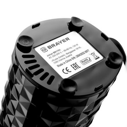 Соковыжималка шнековая BRAYER BR1701, 130 Вт, функция реверс, контейнер для сока 0,6 л, черная Соковыжималка шнековая BRAYER BR1701, 130 Вт, функция реверс, контейнер для сока 0,6 л, черная
