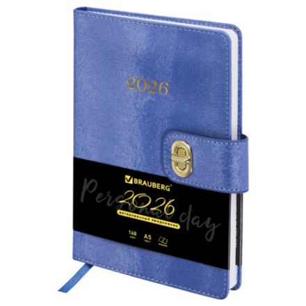 Ежедневник датированный 2026 А5 138х213 мм, BRAUBERG "Elegant", под кожу, застежка, темно-синий, 117366 Ежедневник датированный 2026 А5 138х213 мм, BRAUBERG "Elegant", под кожу, застежка, темно-синий, 117366