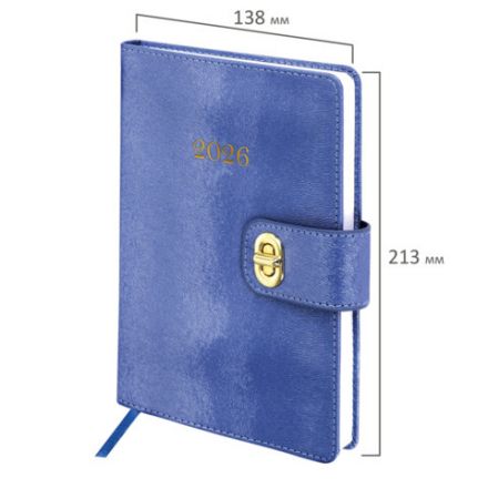 Ежедневник датированный 2026 А5 138х213 мм, BRAUBERG "Elegant", под кожу, застежка, темно-синий, 117366 Ежедневник датированный 2026 А5 138х213 мм, BRAUBERG "Elegant", под кожу, застежка, темно-синий, 117366
