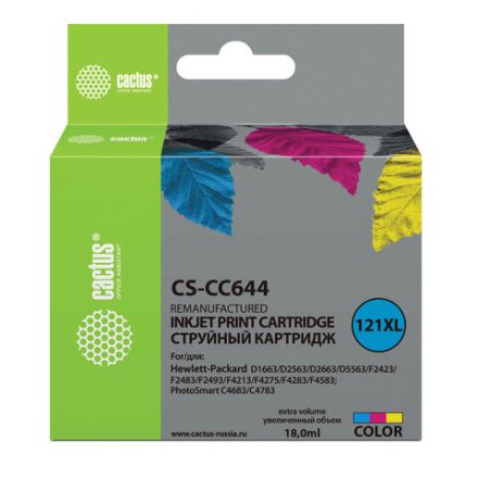 Картридж струйный CACTUS (CS-CC644) для HP DeskJet D2500/2530/F4200, цветной Картридж струйный CACTUS (CS-CC644) для HP DeskJet D2500/2530/F4200, цветной
