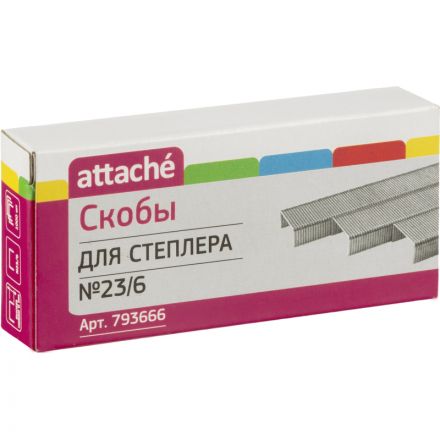 Скобы для степлера №23/6 Attache оцинкованные (1000 штук в упаковке) Скобы для степлера №23/6 Attache оцинкованные (1000 штук в упаковке)