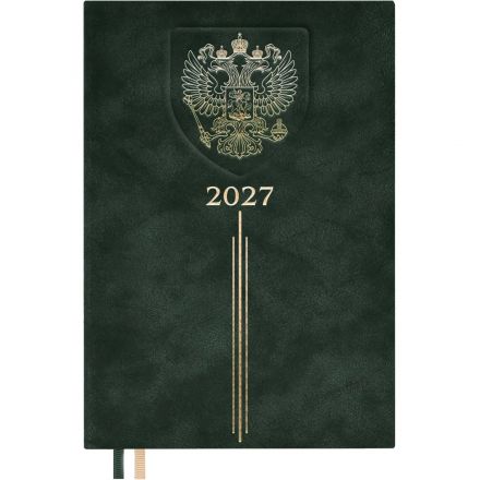 Ежедневник датированный 2027 ESCALADA А5 (146x211мм) 176л  герб зелен 73505