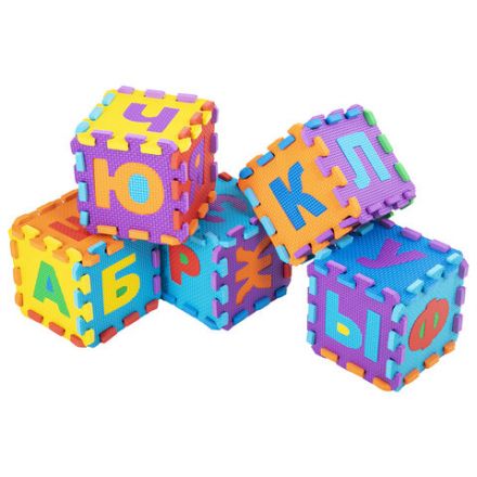 Коврик-пазл напольный 1,2х0,6 м, мягкий, "Алфавит", 32 элемента 15х15 см, толщина 1 см, ЮНЛАНДИЯ, 664656