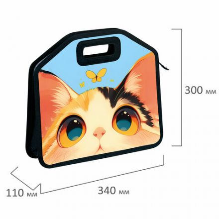 Папка-сумка ЮНЛАНДИЯ, 1 отделение, фетровые ручки, 34х30х11 см, "Cute catcher", 273379 Папка-сумка ЮНЛАНДИЯ, 1 отделение, фетровые ручки, 34х30х11 см, "Cute catcher", 273379