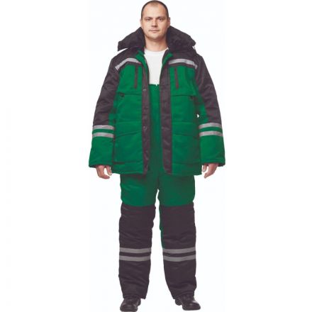 Костюм рабочий зимний муж з03-КПК зел/черн (р.52-54) 158-164