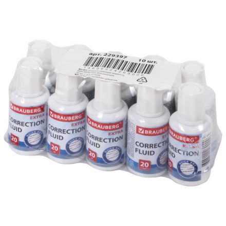 Корректирующая жидкость BRAUBERG EXTRA быстросохнущая, 20 мл, с кисточкой, 229397 Корректирующая жидкость BRAUBERG EXTRA быстросохнущая, 20 мл, с кисточкой, 229397