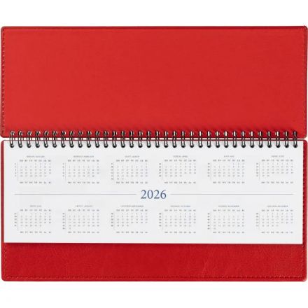 Планинг датированный 2026, красный, 303х150 мм, 120стр, Agenda