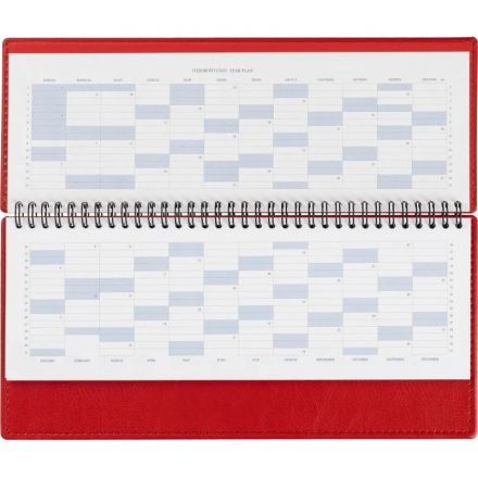 Планинг датированный 2026, красный, 303х150 мм, 120стр, Agenda