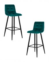 Набор 2 шт Стул барный DOBRIN NICOLE, черные матовые ножки, морской волны велюр (108-119)