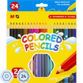 Карандаши цветные M&G   деревянные шестигранные, 24 цв в наборе
