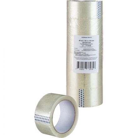 Клейкая лента упаковочная 48мм х 50м, прозрачная, 50мкм, 6 шт/уп Клейкая лента упаковочная 48мм х 50м, прозрачная, 50мкм, 6 шт/уп