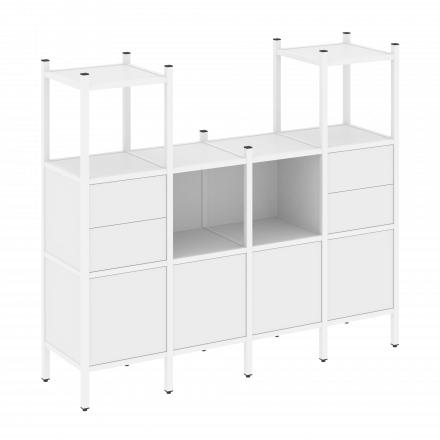 Loft Прямой стеллаж наборный VR.L-14 Белый бриллиант/Белый металл 1694*446*1458