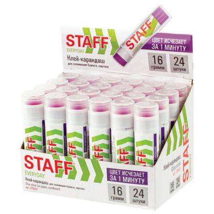 Клей-карандаш STAFF EVERYDAY, 16 г, обесцвечивающийся после высыхания, 226620 Клей-карандаш STAFF EVERYDAY, 16 г, обесцвечивающийся после высыхания, 226620