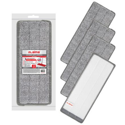 Насадки МОП для швабры (кармашки с 1-й стороны) КОМПЛЕКТ 4 шт., микрофибра, 33х12,5 см, LAIMA, 608145 Насадки МОП для швабры (кармашки с 1-й стороны) КОМПЛЕКТ 4 шт., микрофибра, 33х12,5 см, LAIMA, 608145