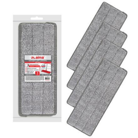 Насадки МОП для швабры (кармашки с 1-й стороны) КОМПЛЕКТ 4 шт., микрофибра, 33х12,5 см, LAIMA, 608145 Насадки МОП для швабры (кармашки с 1-й стороны) КОМПЛЕКТ 4 шт., микрофибра, 33х12,5 см, LAIMA, 608145