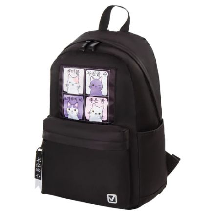 Рюкзак BRAUBERG FASHION CITY, универсальный, "Anime Cats", черный, 44х31х16 см, 229965 Рюкзак BRAUBERG FASHION CITY, универсальный, "Anime Cats", черный, 44х31х16 см, 229965