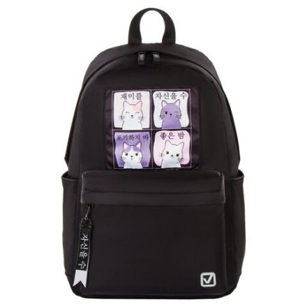 Рюкзак BRAUBERG FASHION CITY, универсальный, "Anime Cats", черный, 44х31х16 см, 229965 Рюкзак BRAUBERG FASHION CITY, универсальный, "Anime Cats", черный, 44х31х16 см, 229965