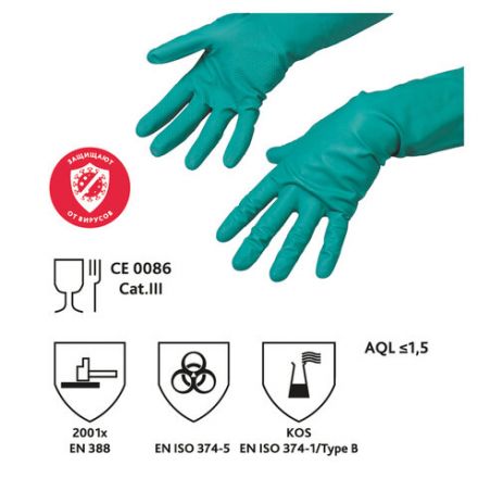 Перчатки VILEDA PROFESSIONAL нитриловые МНОГОРАЗОВЫЕ универсальные, антиаллергенные, размер M (средний), зеленые, 174381 Перчатки VILEDA PROFESSIONAL нитриловые МНОГОРАЗОВЫЕ универсальные, антиаллергенные, размер M (средний), зеленые, 174381