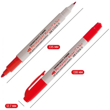 Маркер перманентный двухсторонний Crown "Multi Marker Twin" красный, пулевидный, 2мм/1мм Маркер перманентный двухсторонний Crown "Multi Marker Twin" красный, пулевидный, 2мм/1мм