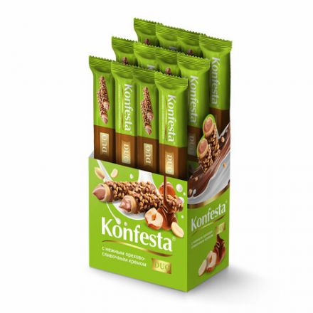 Конфеты KONFESTA DUO с орехово-сливочным кремом, вафельные, 38 г, в шоубоксе
