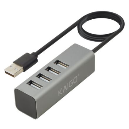USB-хаб KG-119, USB-A 2.0, 4в1, 4xUSB-A 2.0, 80 cм, серый, KAIGO, 355066