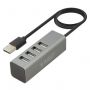 USB-хаб KG-119, USB-A 2.0, 4в1, 4xUSB-A 2.0, 80 cм, серый, KAIGO, 355066