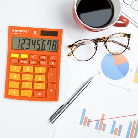 Калькулятор настольный BRAUBERG ULTRA-08-RG, КОМПАКТНЫЙ (154x115 мм), 8 разрядов, двойное питание, ОРАНЖЕВЫЙ, 250511 Калькулятор настольный BRAUBERG ULTRA-08-RG, КОМПАКТНЫЙ (154x115 мм), 8 разрядов, двойное питание, ОРАНЖЕВЫЙ, 250511
