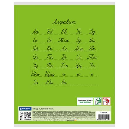 Тетрадь 12 л. BRAUBERG КЛАССИКА, линия, обложка картон, ЗЕЛЕНАЯ, 104726 Тетрадь 12 л. BRAUBERG КЛАССИКА, линия, обложка картон, ЗЕЛЕНАЯ, 104726