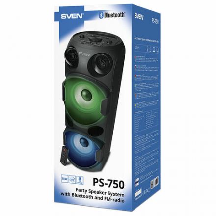 Колонка портативная SVEN PS-750, 80 Вт, TWS, Bluetooth, FM, USB, microSD, LED-дисп, черная, SV-019617 Колонка портативная SVEN PS-750, 80 Вт, TWS, Bluetooth, FM, USB, microSD, LED-дисп, черная, SV-019617