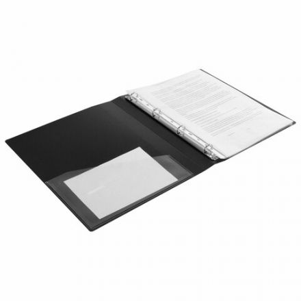 Папка на 4 кольцах, ширина 25 мм, BRAUBERG EXTRA, до 170 листов, ЧЕРНАЯ, 0,7 мм, 270482 Папка на 4 кольцах, ширина 25 мм, BRAUBERG EXTRA, до 170 листов, ЧЕРНАЯ, 0,7 мм, 270482